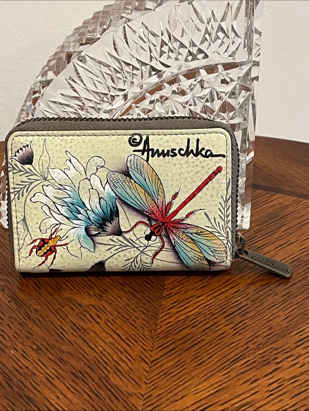 Anuschka Painted Leather Accordion Style Credit Business Card Holder
